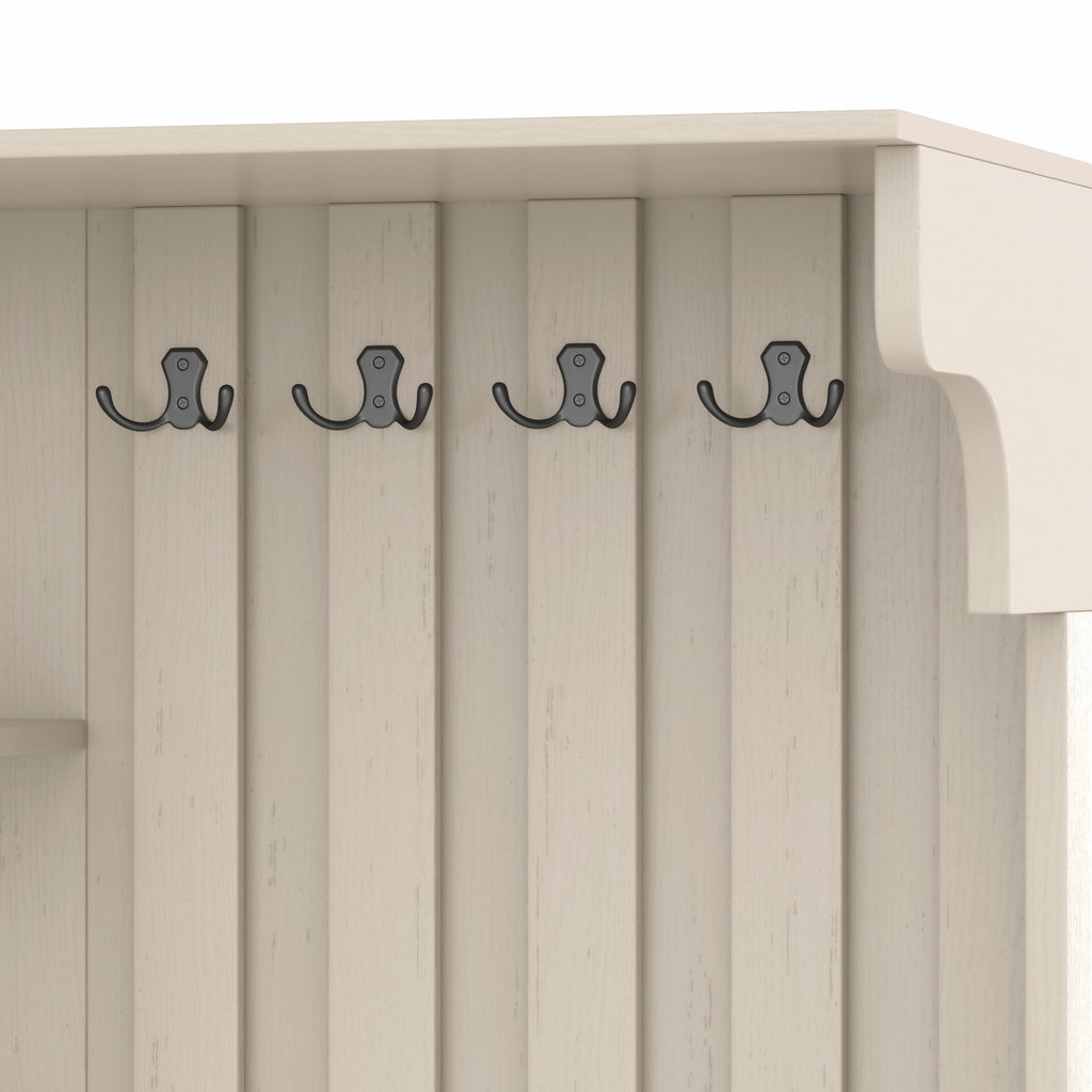 Multifunctional left-right combination hall cabinet (can be used separately) with storage and 4 hooks, storage cabinet/ hall tree 2 in 1 for living room, kitchen and hallway,antique Beige