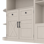 Multifunctional left-right combination hall cabinet (can be used separately) with storage and 4 hooks, storage cabinet/ hall tree 2 in 1 for living room, kitchen and hallway,antique Beige