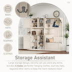 Multifunctional left-right combination hall cabinet (can be used separately) with storage and 4 hooks, storage cabinet/ hall tree 2 in 1 for living room, kitchen and hallway,antique Beige