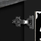 Hollow Four Door Antique Cabinet, American Country Style, Suitable for Living Room, TV Cabinet, Kitchen (Antique Black)