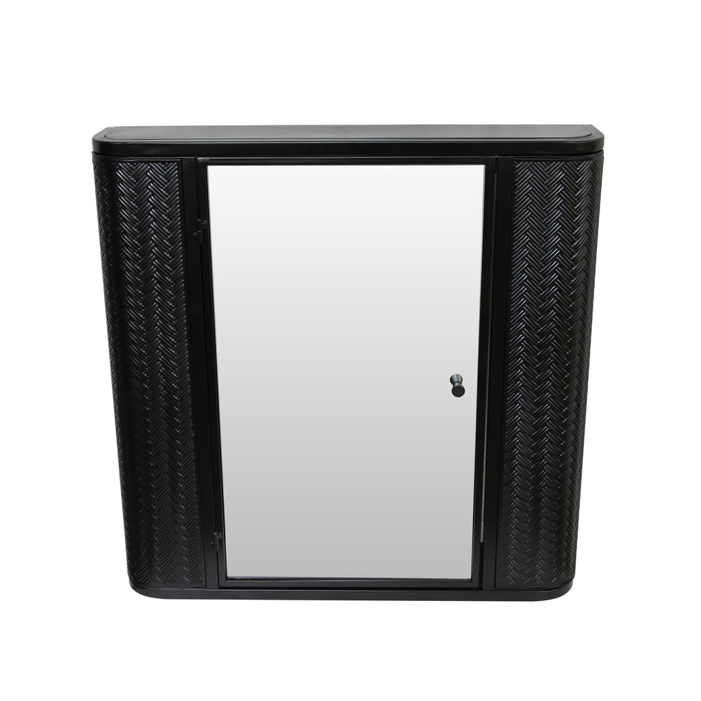 Wall-Mounted Bathroom Cabinet with Mirror, Metal Framed Mirrored Door Medicine Cabinet, 2 Inner Shelves for Storage, Modern Farmhouse Style, Over Toilet or Vanity Organizer