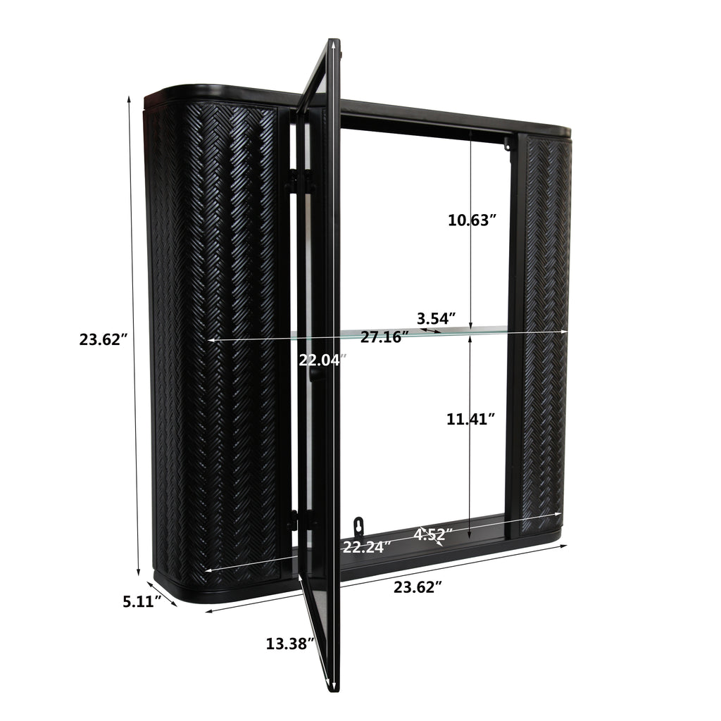 Wall-Mounted Bathroom Cabinet with Mirror, Metal Framed Mirrored Door Medicine Cabinet, 2 Inner Shelves for Storage, Modern Farmhouse Style, Over Toilet or Vanity Organizer