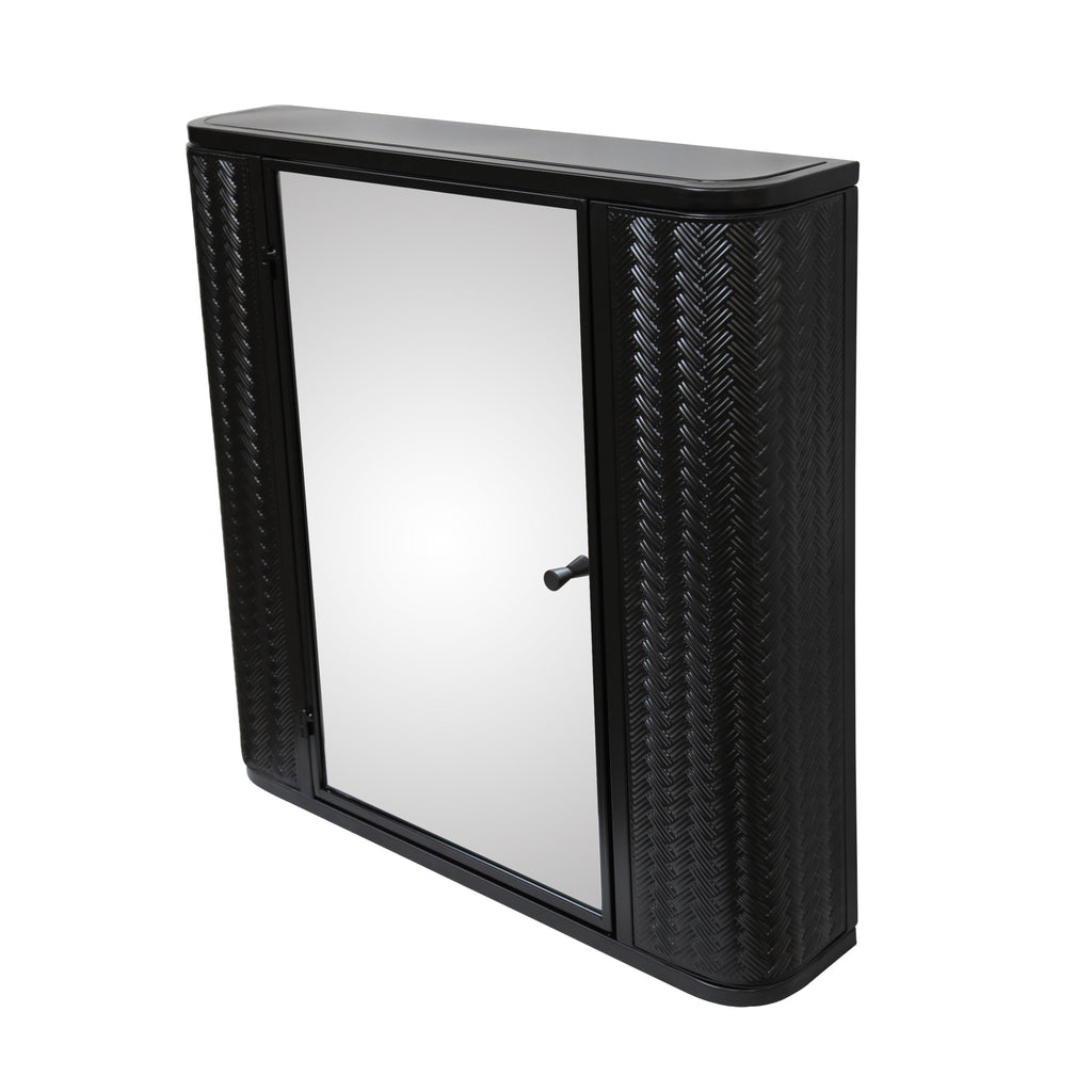 Wall-Mounted Bathroom Cabinet with Mirror, Metal Framed Mirrored Door Medicine Cabinet, 2 Inner Shelves for Storage, Modern Farmhouse Style, Over Toilet or Vanity Organizer