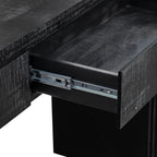 TREXM Unique Retro Silhouette Console Table with Open Style, Two Top Drawers for Entrance, Dinning Room, Living Room (Antique Black)