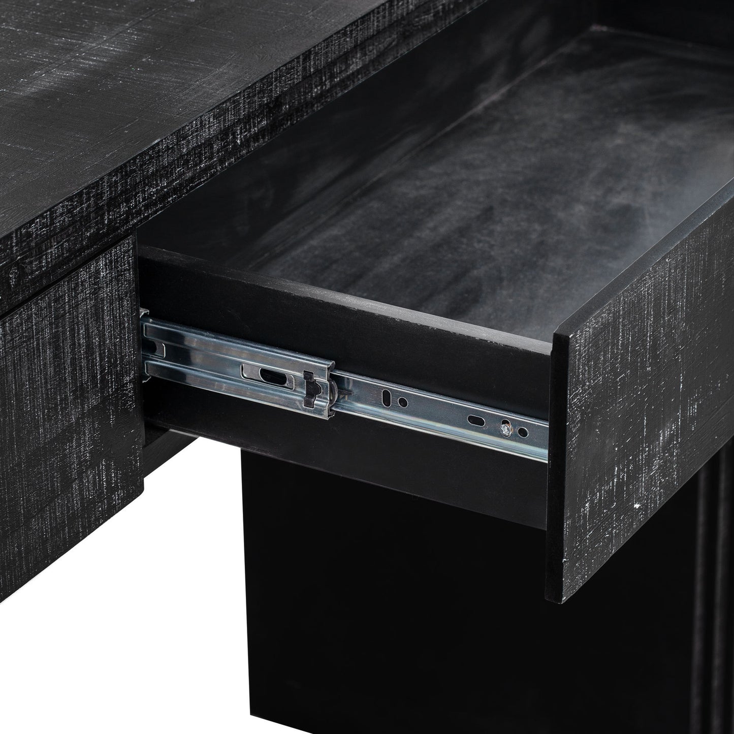 TREXM Unique Retro Silhouette Console Table with Open Style, Two Top Drawers for Entrance, Dinning Room, Living Room (Antique Black)