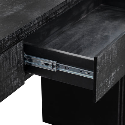 TREXM Unique Retro Silhouette Console Table with Open Style, Two Top Drawers for Entrance, Dinning Room, Living Room (Antique Black)
