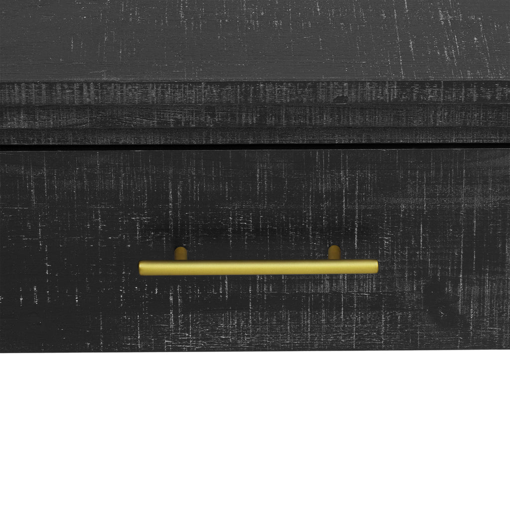 TREXM Unique Retro Silhouette Console Table with Open Style, Two Top Drawers for Entrance, Dinning Room, Living Room (Antique Black)