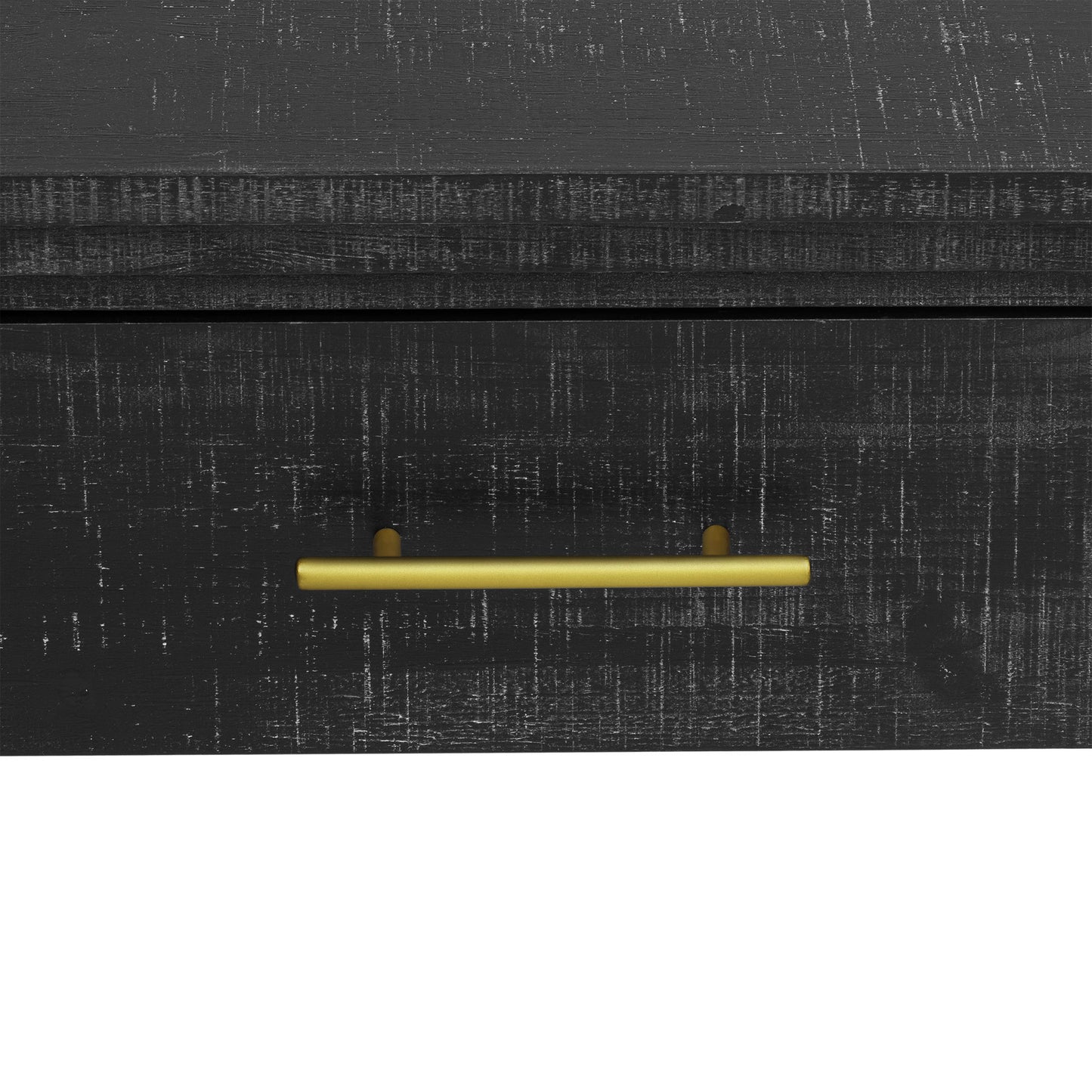 TREXM Unique Retro Silhouette Console Table with Open Style, Two Top Drawers for Entrance, Dinning Room, Living Room (Antique Black)