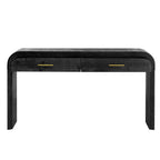 TREXM Unique Retro Silhouette Console Table with Open Style, Two Top Drawers for Entrance, Dinning Room, Living Room (Antique Black)