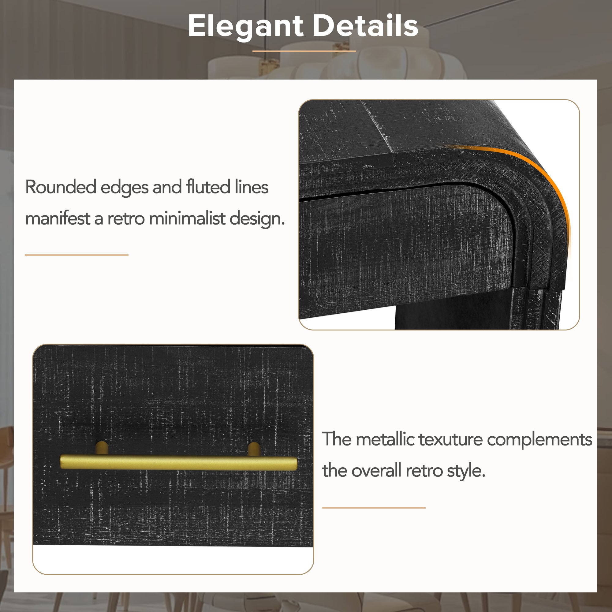 TREXM Unique Retro Silhouette Console Table with Open Style, Two Top Drawers for Entrance, Dinning Room, Living Room (Antique Black)