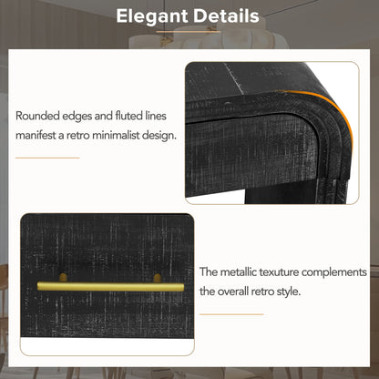 TREXM Unique Retro Silhouette Console Table with Open Style, Two Top Drawers for Entrance, Dinning Room, Living Room (Antique Black)