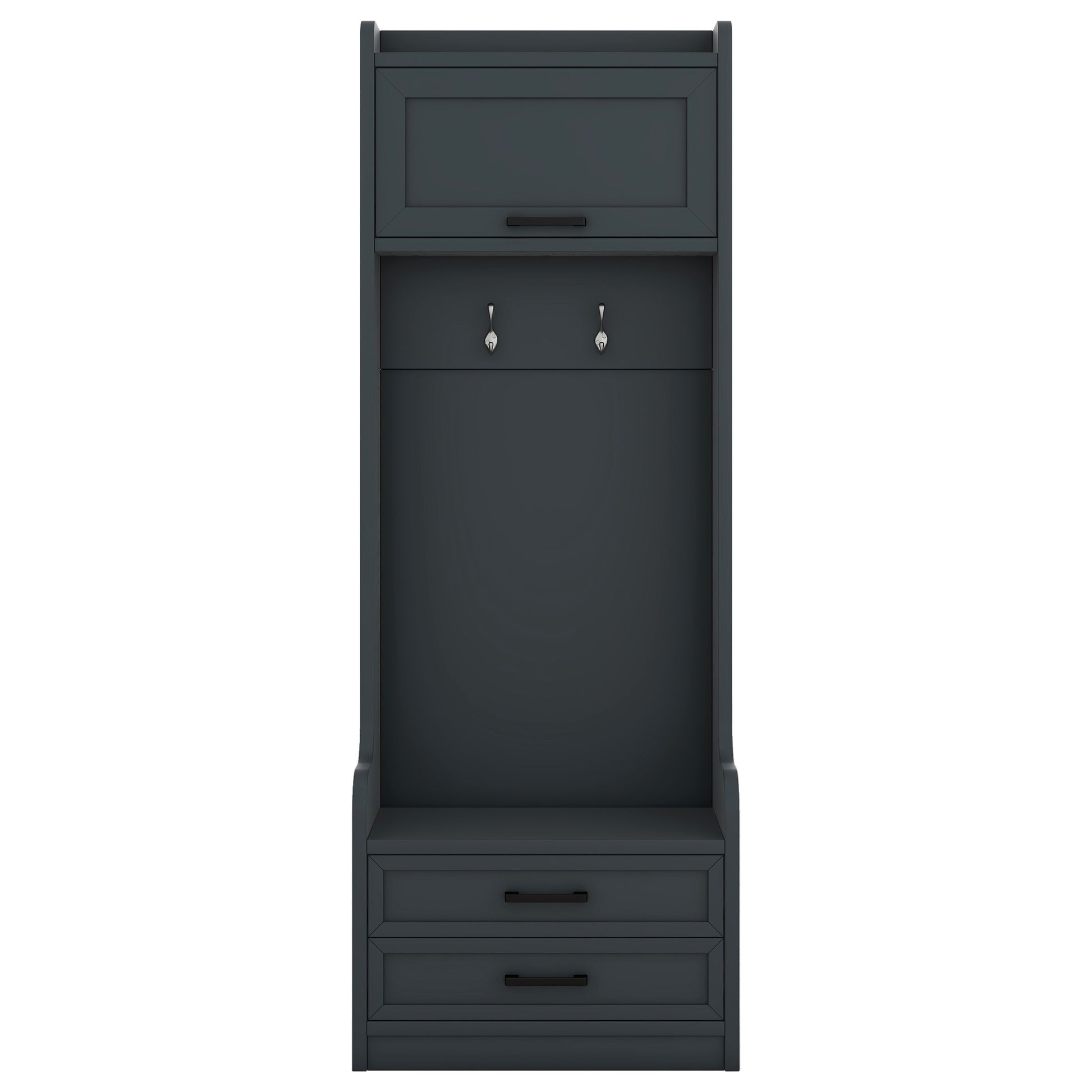 4-in-1 Detachable Hall Tree with Storage and 7 Hooks, Multiple Functions Hallway Coat Rack with Storage Drawers and Cabinet, Antique Blue Shoe Bench for Entryway Hallway