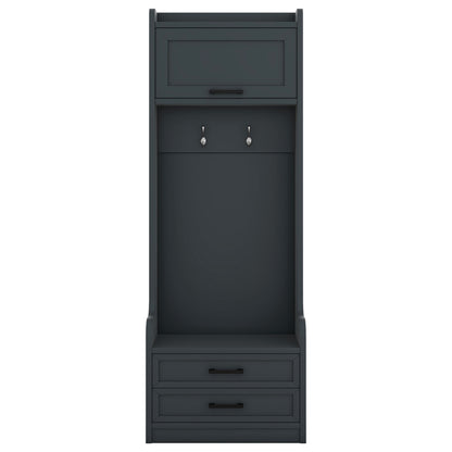 4-in-1 Detachable Hall Tree with Storage and 7 Hooks, Multiple Functions Hallway Coat Rack with Storage Drawers and Cabinet, Antique Blue Shoe Bench for Entryway Hallway