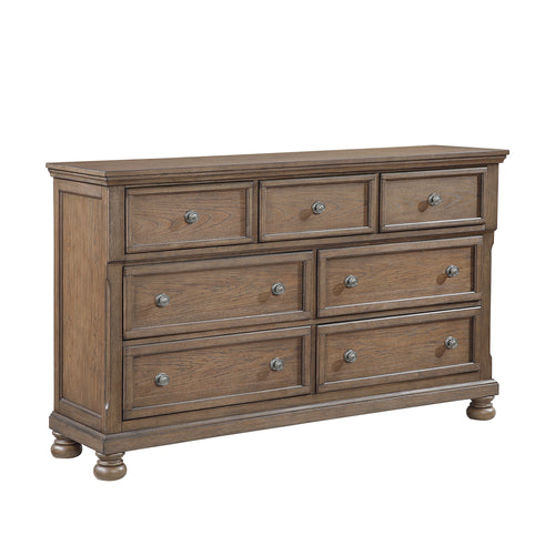 Transitional Antique Brown Finish 1pc Dresser with 7x Drawers Jewelry Tray Classic Bun Feet Wooden Bedroom Furniture