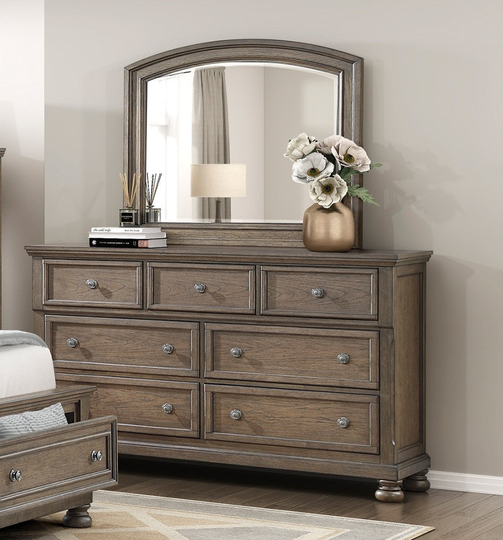 Transitional Antique Brown Finish 1pc Dresser with 7x Drawers Jewelry Tray Classic Bun Feet Wooden Bedroom Furniture