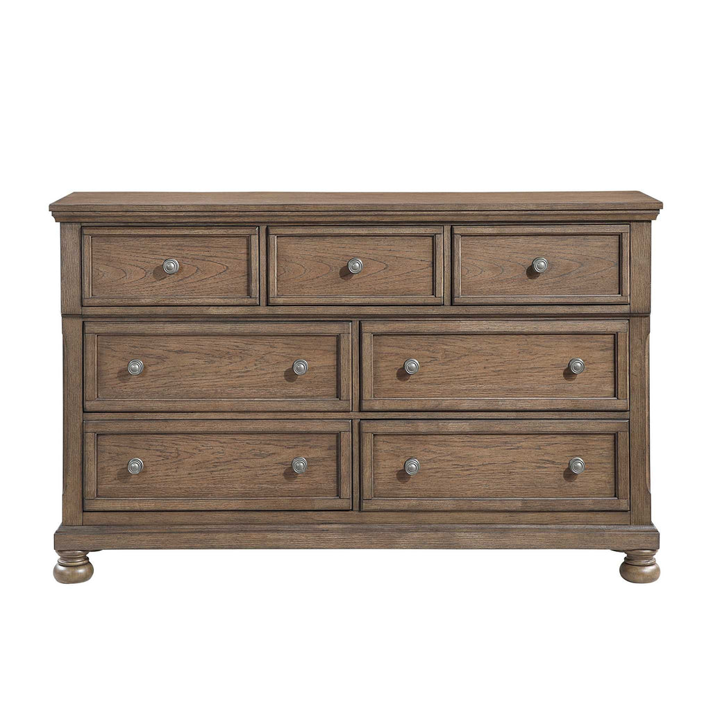 Transitional Antique Brown Finish 1pc Dresser with 7x Drawers Jewelry Tray Classic Bun Feet Wooden Bedroom Furniture