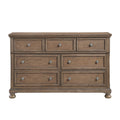 Transitional Antique Brown Finish 1pc Dresser with 7x Drawers Jewelry Tray Classic Bun Feet Wooden Bedroom Furniture