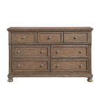 Transitional Antique Brown Finish 1pc Dresser with 7x Drawers Jewelry Tray Classic Bun Feet Wooden Bedroom Furniture