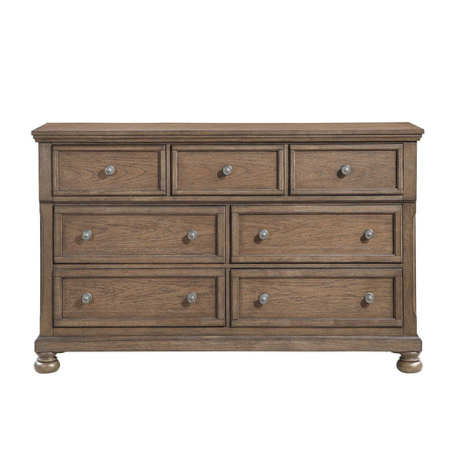 Transitional Antique Brown Finish 1pc Dresser with 7x Drawers Jewelry Tray Classic Bun Feet Wooden Bedroom Furniture