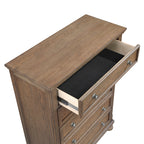 Transitional Antique Brown Finish 1pc Storage Chest with 5x Drawers Classic Bun Feet Wooden Bedroom Furniture