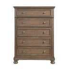 Transitional Antique Brown Finish 1pc Storage Chest with 5x Drawers Classic Bun Feet Wooden Bedroom Furniture