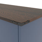 Farmhouse Blue Double Tilt Out Trash Cabinet for 20 Gallon Trash Cans, Free Standing Recycling Cabinet with Hideaway Drawer, Barn Door Style Laundry Sorter Cabinet, Tilt Out Trash Cabinet for Kitchen Trash Bin