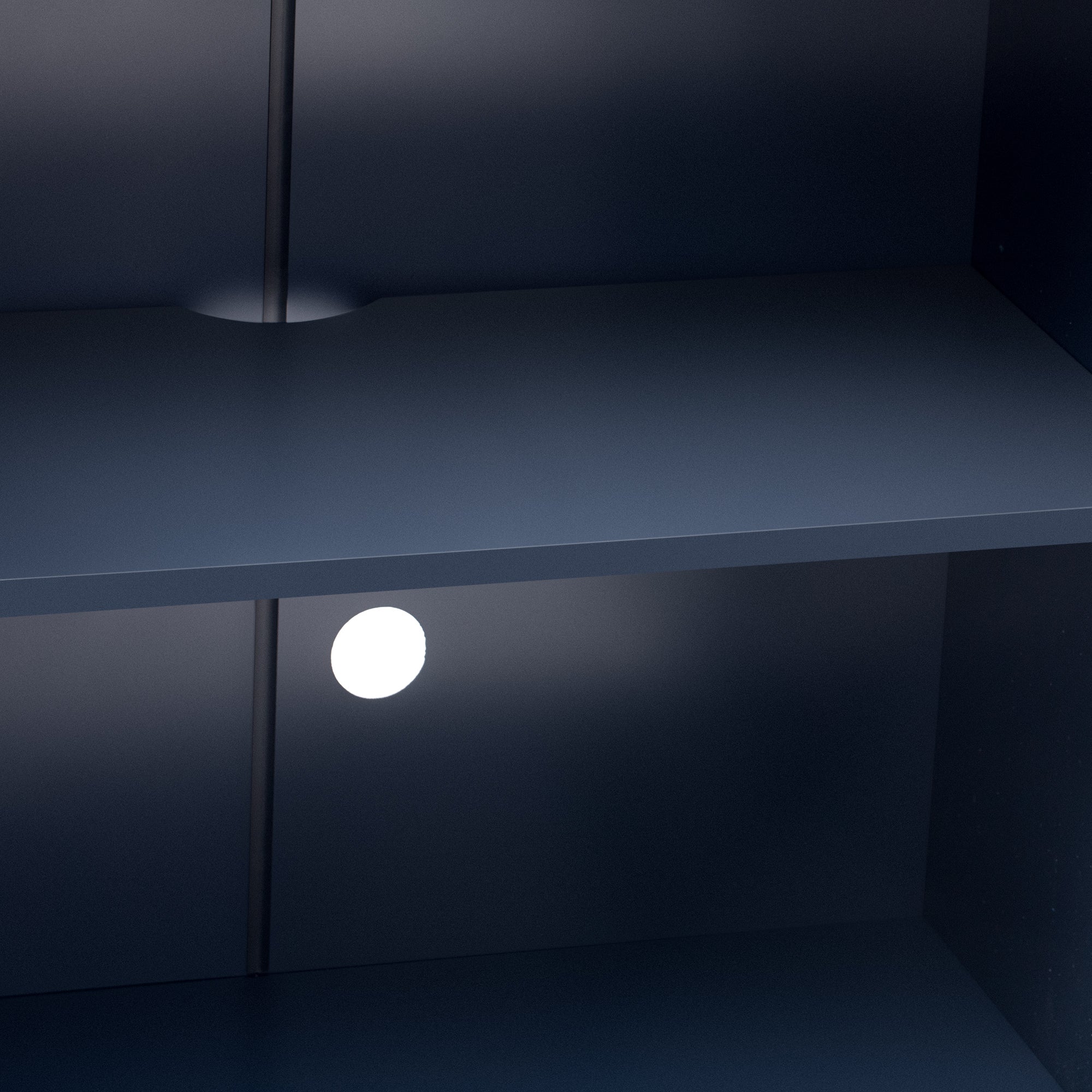 TREXM 4 Wavy Doors Ample Storage Space Sideboard with Adjustable Shelves and Retro Copper Handles for Dining Room and Living Room (ANTIQUE NAVY)