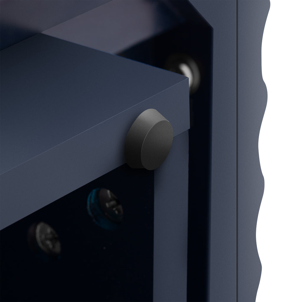 TREXM 4 Wavy Doors Ample Storage Space Sideboard with Adjustable Shelves and Retro Copper Handles for Dining Room and Living Room (ANTIQUE NAVY)