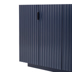 TREXM 4 Wavy Doors Ample Storage Space Sideboard with Adjustable Shelves and Retro Copper Handles for Dining Room and Living Room (ANTIQUE NAVY)