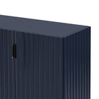 TREXM 4 Wavy Doors Ample Storage Space Sideboard with Adjustable Shelves and Retro Copper Handles for Dining Room and Living Room (ANTIQUE NAVY)