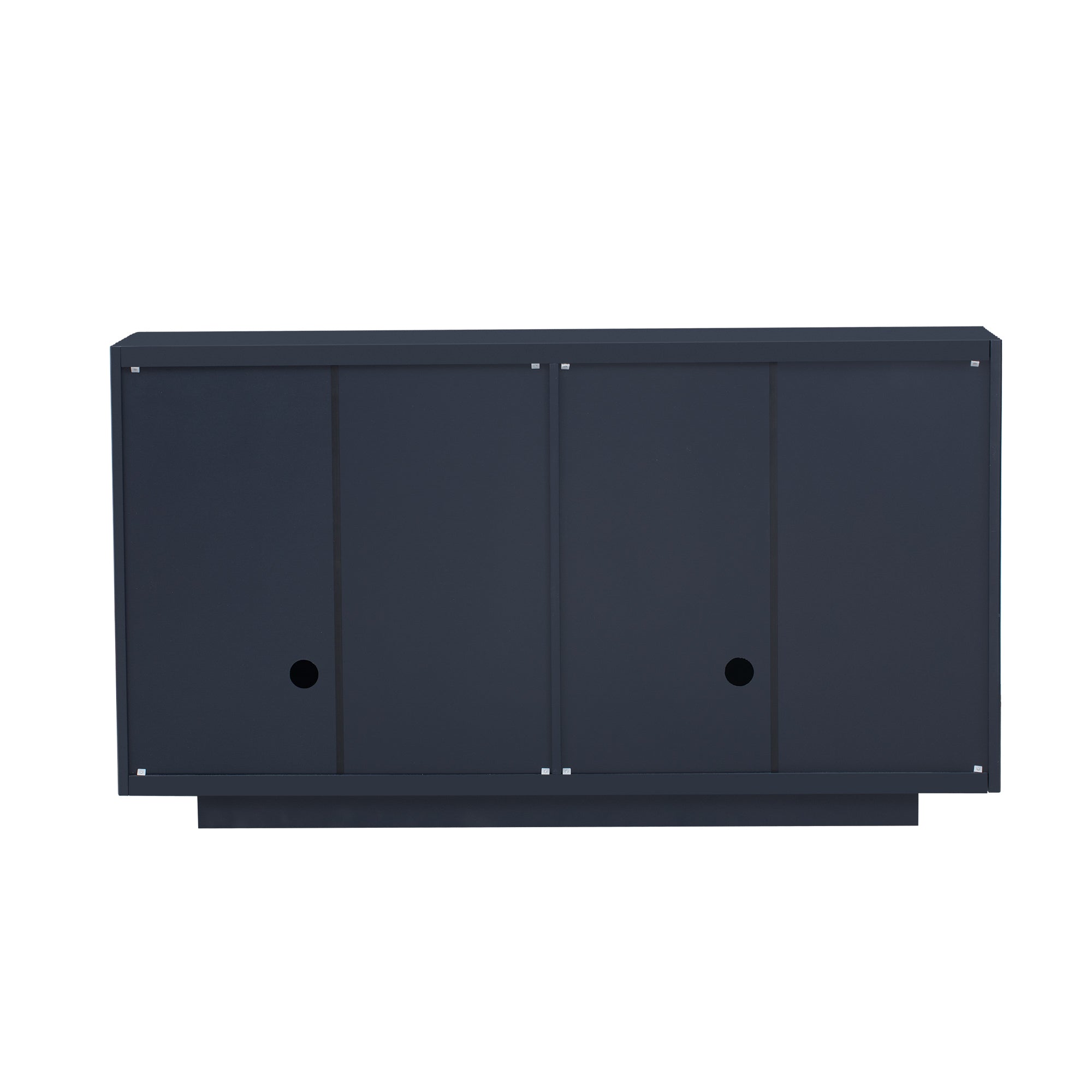 TREXM 4 Wavy Doors Ample Storage Space Sideboard with Adjustable Shelves and Retro Copper Handles for Dining Room and Living Room (ANTIQUE NAVY)