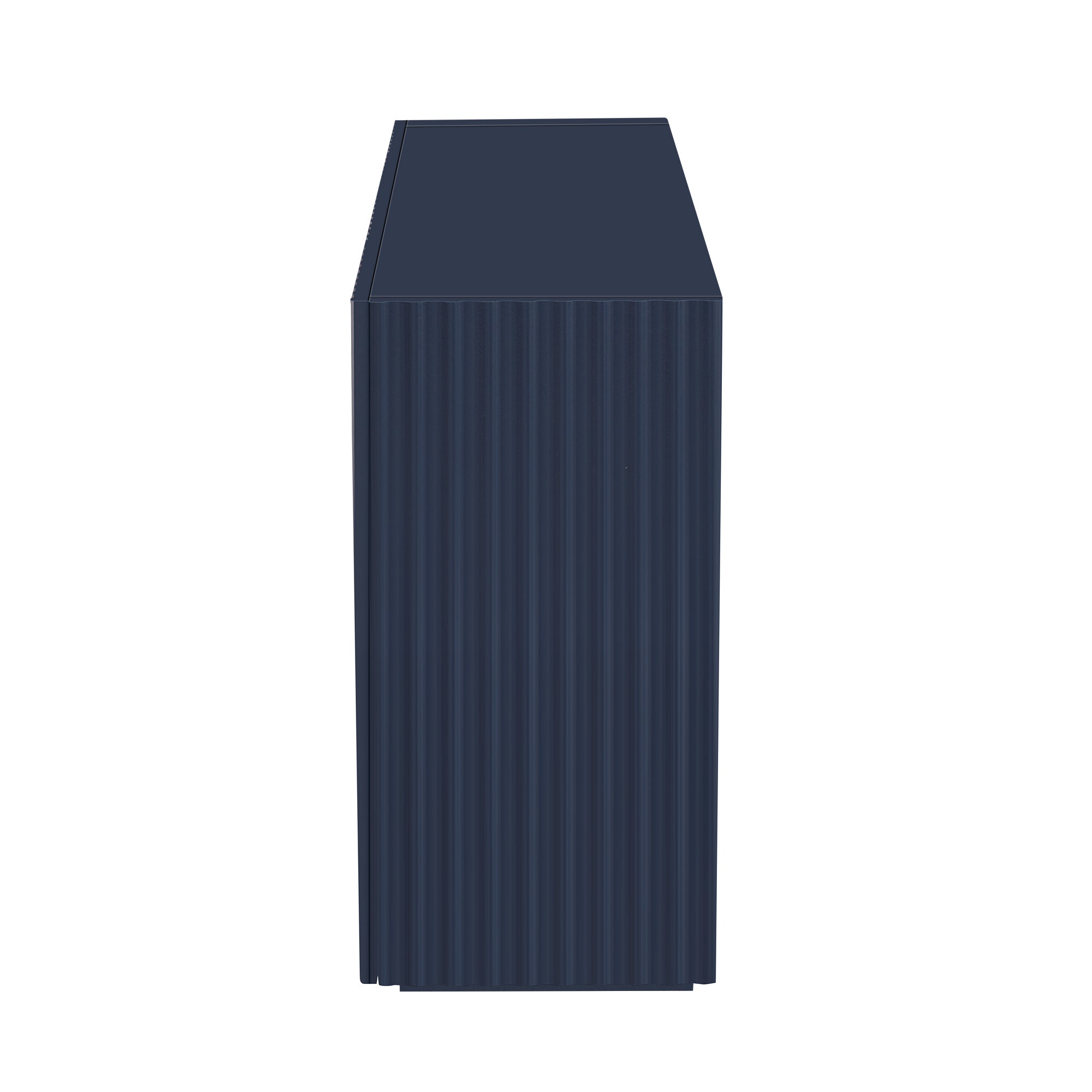 TREXM 4 Wavy Doors Ample Storage Space Sideboard with Adjustable Shelves and Retro Copper Handles for Dining Room and Living Room (ANTIQUE NAVY)