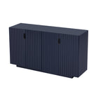 TREXM 4 Wavy Doors Ample Storage Space Sideboard with Adjustable Shelves and Retro Copper Handles for Dining Room and Living Room (ANTIQUE NAVY)