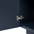 TREXM 4 Wavy Doors Ample Storage Space Sideboard with Adjustable Shelves and Retro Copper Handles for Dining Room and Living Room (ANTIQUE NAVY)