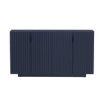 TREXM 4 Wavy Doors Ample Storage Space Sideboard with Adjustable Shelves and Retro Copper Handles for Dining Room and Living Room (ANTIQUE NAVY)