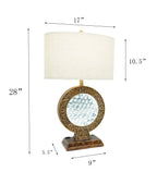 28" Antique polyresin Table Lamp WITH FLOATING CRYSTAL DECOR ON CENTER - Groovy Boardz