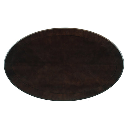 Vintage Oval Coffee Table with Drawer and Storage Shelf, Antique Cocktail Table in 45', French Country Accent Table for Living Room,Beige and Espresso