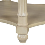 Vintage Oval Coffee Table with Drawer and Storage Shelf, Antique Cocktail Table in 45', French Country Accent Table for Living Room,Beige and Espresso