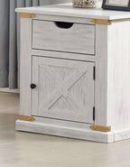 Antique White Gold Accents Rustic Style 1pc End Table Storage Drawer Shelve Living Room Tables