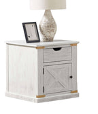 Antique White Gold Accents Rustic Style 1pc End Table Storage Drawer Shelve Living Room Tables