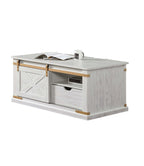 Antique White Gold Accents Rustic Style 1pc Coffee Table Storage Drawer Shelve Living Room Tables