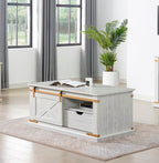 Antique White Gold Accents Rustic Style 1pc Coffee Table Storage Drawer Shelve Living Room Tables