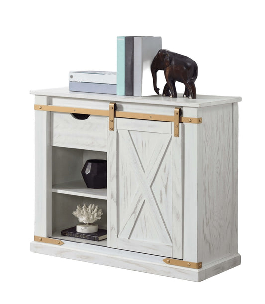 Antique White Gold Accents Rustic Style 1pc Console Table / Sofa Table Storage Drawer Shelve Living Room Tables