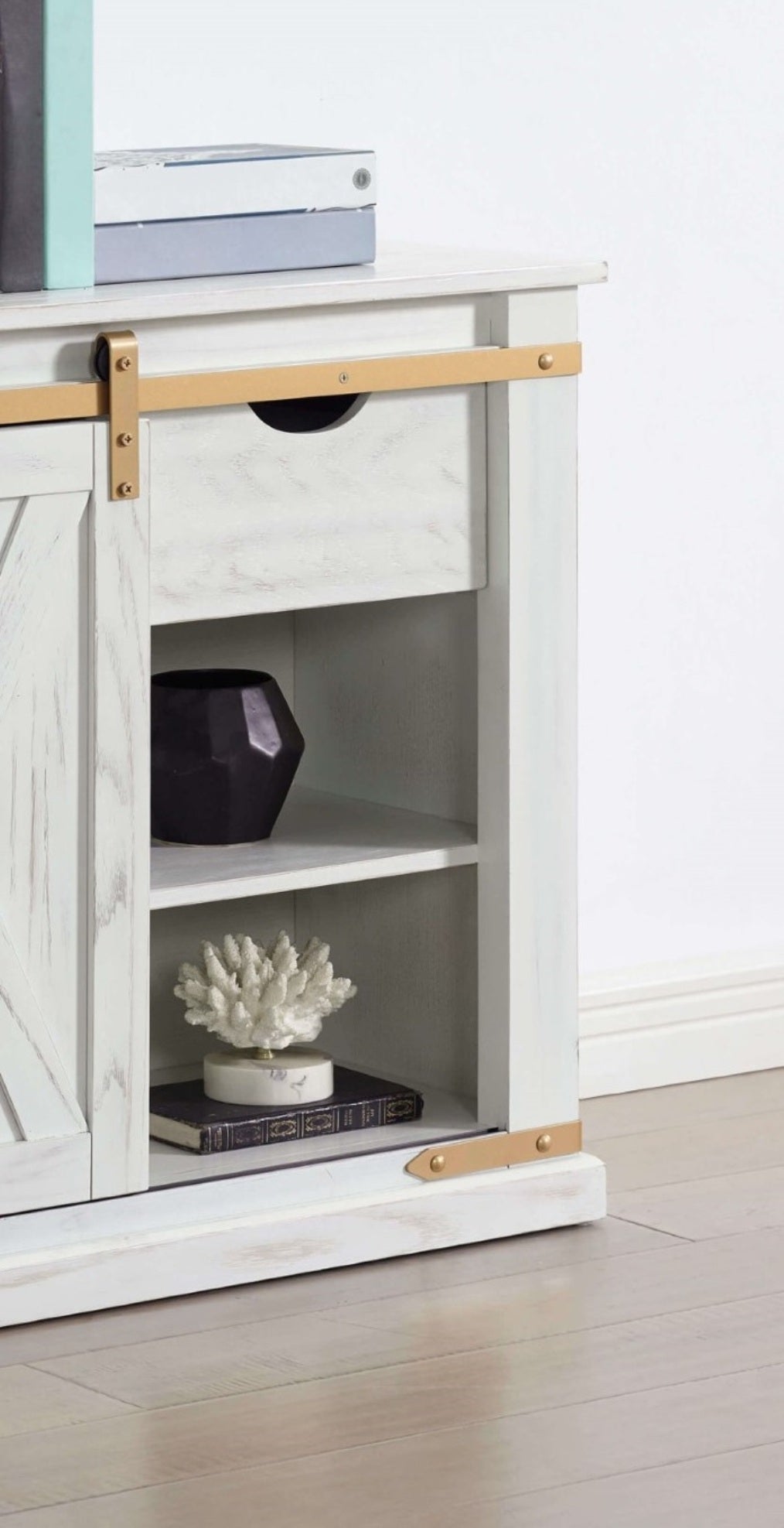 Antique White Gold Accents Rustic Style 1pc Console Table / Sofa Table Storage Drawer Shelve Living Room Tables