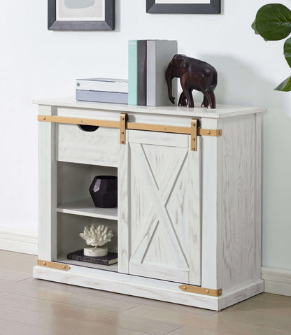 Antique White Gold Accents Rustic Style 1pc Console Table / Sofa Table Storage Drawer Shelve Living Room Tables