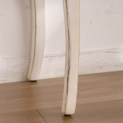 Antique White Console Table with Carved Details, Distressed Console Table, Vintage French Country Entry Table with Wood Carvings and Curved Legs for Hallway Living Room