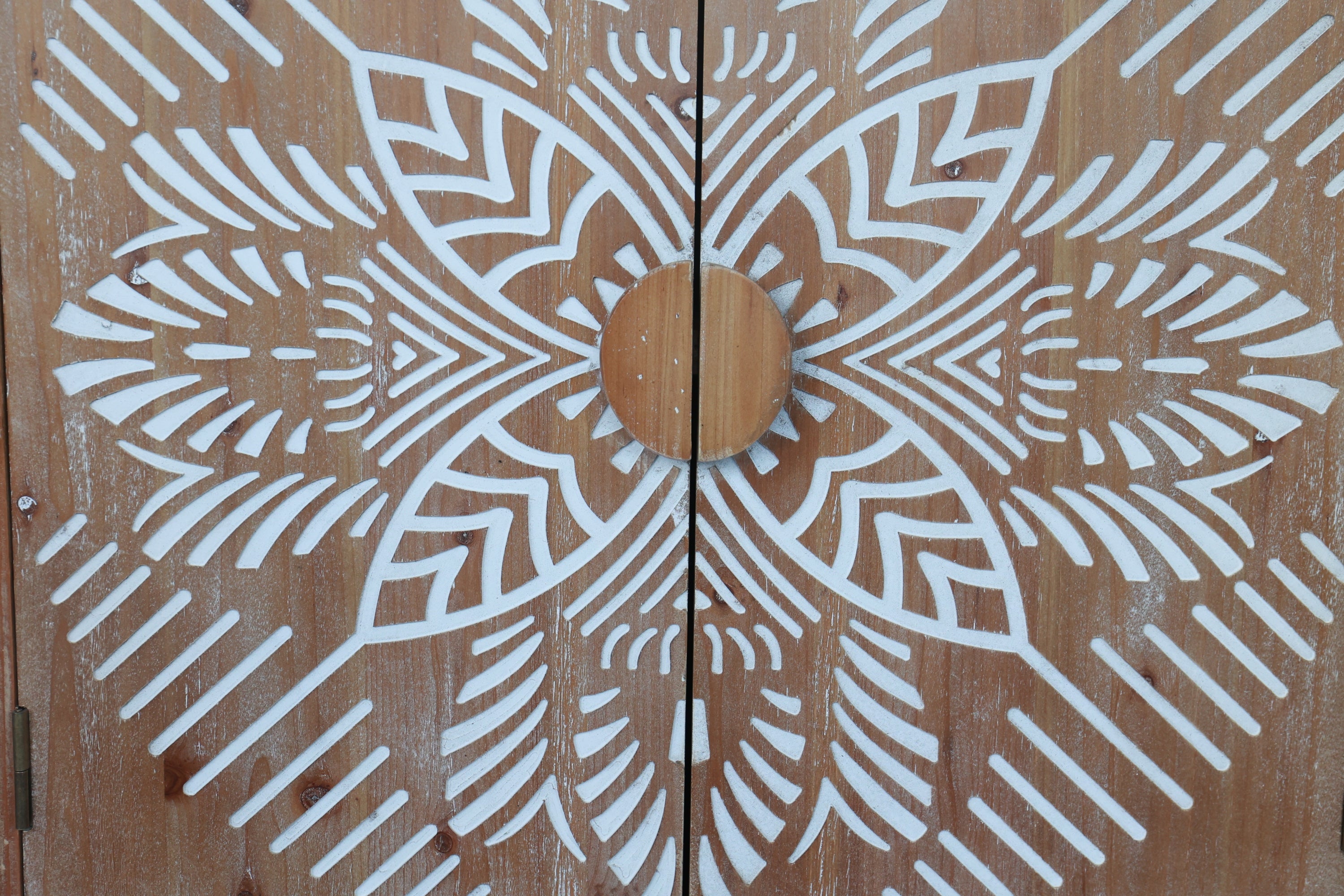 60'Wood Accent Cabinet with 4 Doors, Brown and antique white Modern Pantry Cabinet, Wood Buffet Cabinet, Media Cabinet, Console Cabinet, Cabinet for Entryway, Living Room, Bedroom, Dining Room