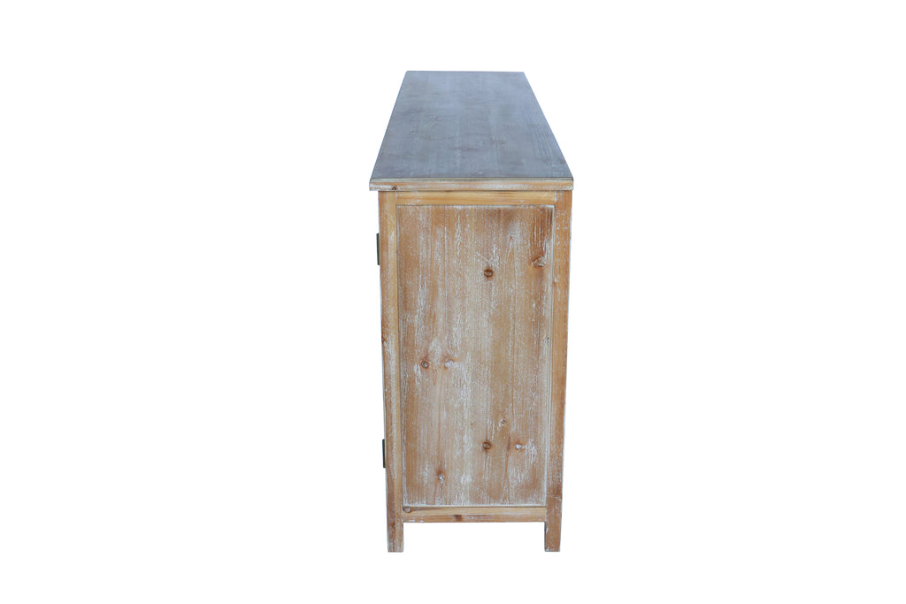 60'Wood Accent Cabinet with 4 Doors, Brown and antique white Modern Pantry Cabinet, Wood Buffet Cabinet, Media Cabinet, Console Cabinet, Cabinet for Entryway, Living Room, Bedroom, Dining Room