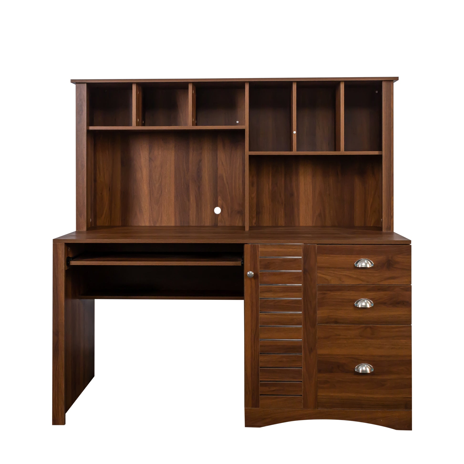 Home Office Computer Desk with Hutch, Antiqued White finish