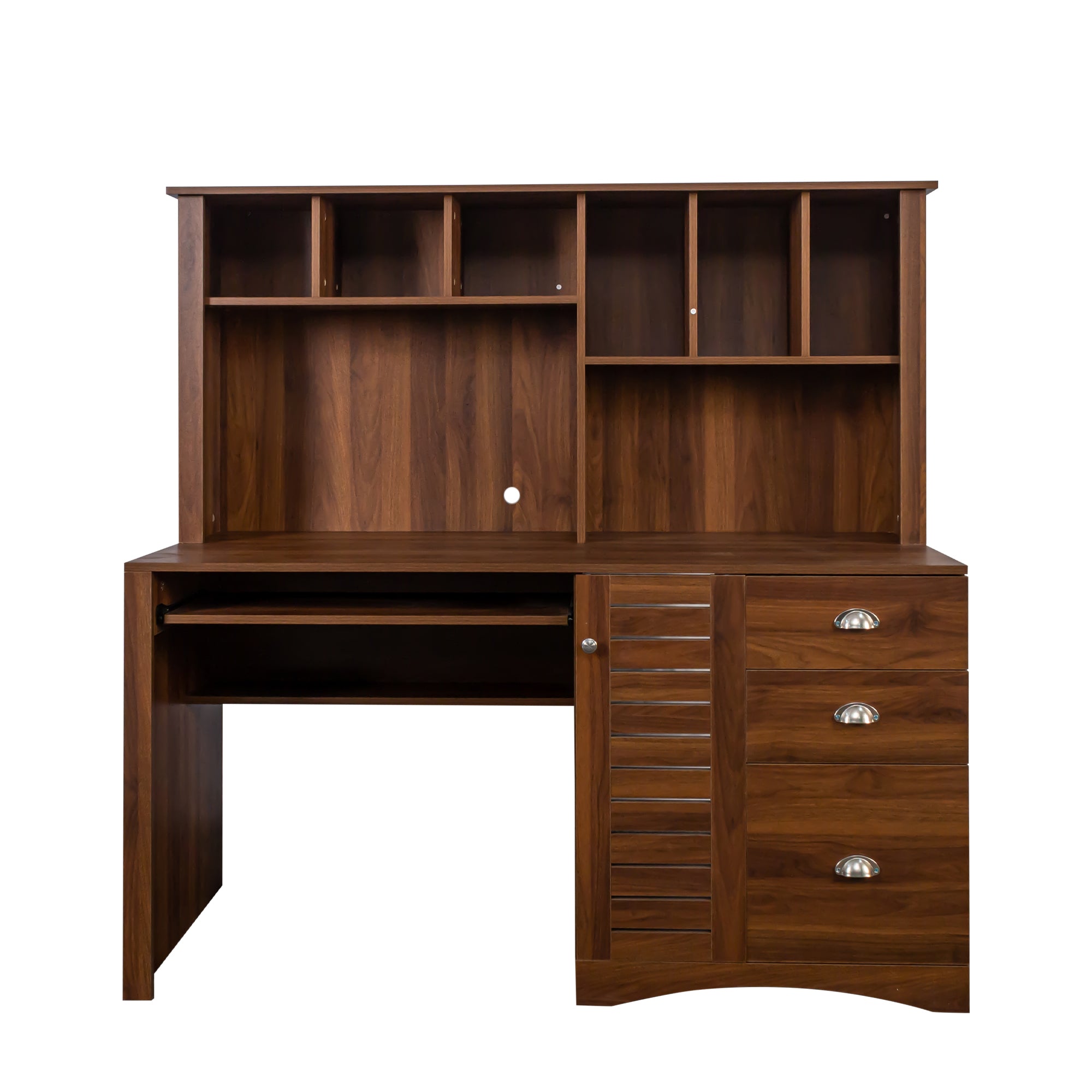 Home Office Computer Desk with Hutch, Antiqued White finish